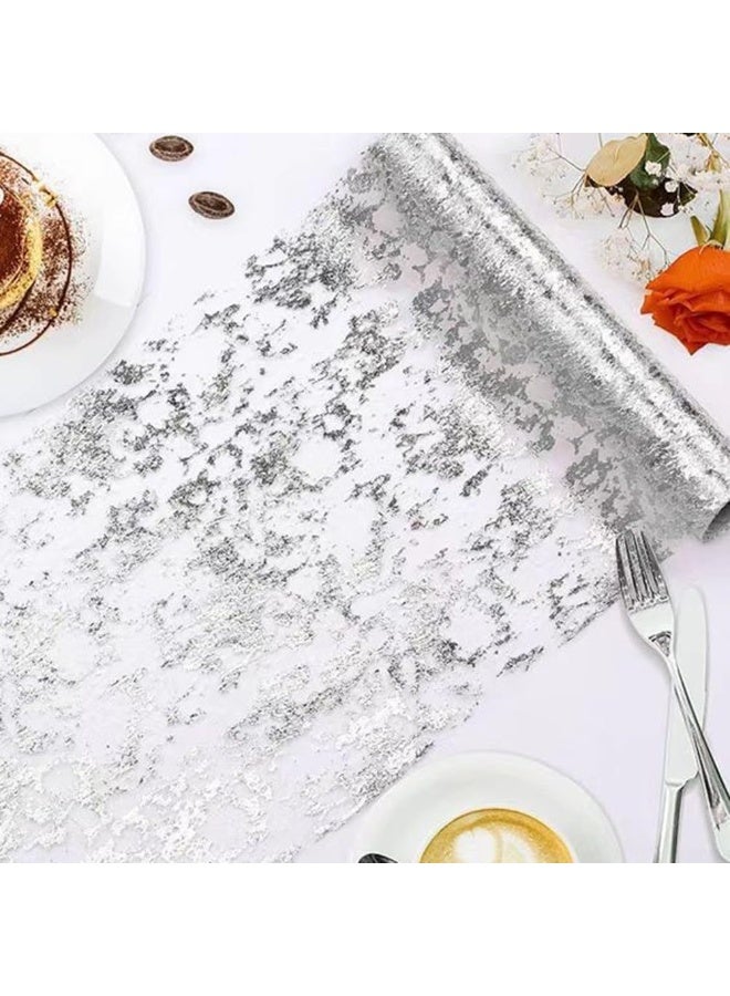 imported Silver Table Runners, Glitter Table Runner, Stylish Polyester Mesh with Metallic Foil Table Runner Roll,48 x 500 cm, Table Decorations for DIY, Holiday, Wedding, Banquet, Birthday, Party - Image 5